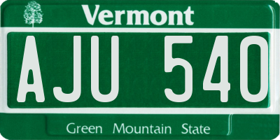 VT license plate AJU540