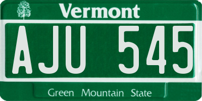 VT license plate AJU545