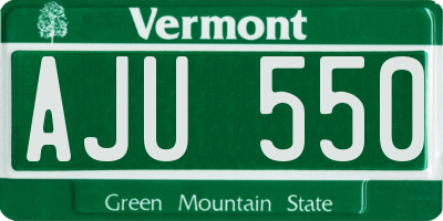 VT license plate AJU550