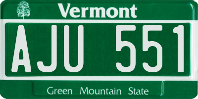 VT license plate AJU551