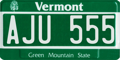 VT license plate AJU555