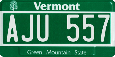 VT license plate AJU557