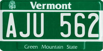 VT license plate AJU562