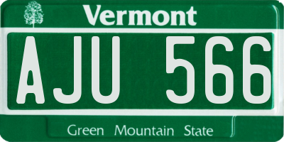 VT license plate AJU566