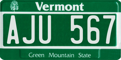 VT license plate AJU567