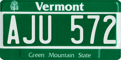 VT license plate AJU572