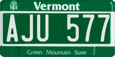 VT license plate AJU577