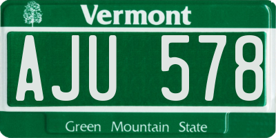 VT license plate AJU578