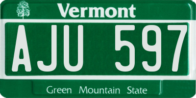 VT license plate AJU597