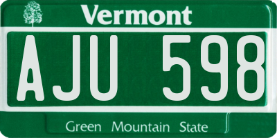 VT license plate AJU598