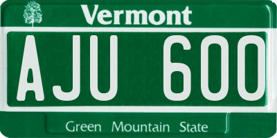 VT license plate AJU600