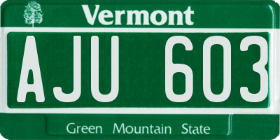 VT license plate AJU603