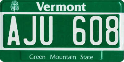 VT license plate AJU608