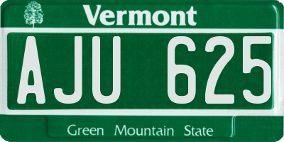 VT license plate AJU625