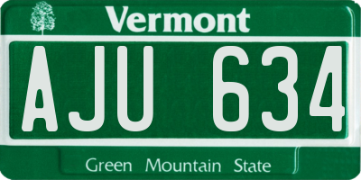 VT license plate AJU634