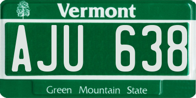 VT license plate AJU638