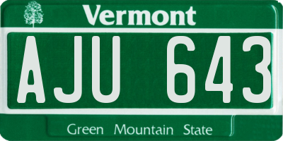 VT license plate AJU643