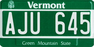 VT license plate AJU645