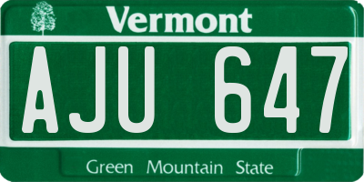 VT license plate AJU647