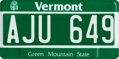 VT license plate AJU649