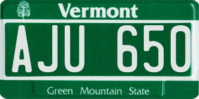 VT license plate AJU650