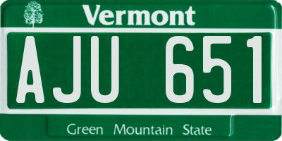 VT license plate AJU651