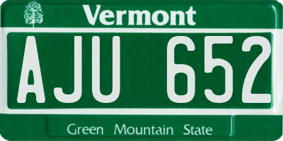 VT license plate AJU652