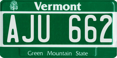 VT license plate AJU662
