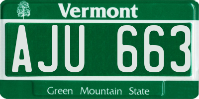 VT license plate AJU663