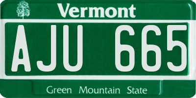 VT license plate AJU665