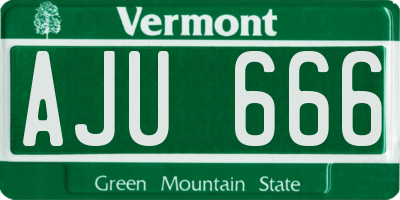 VT license plate AJU666
