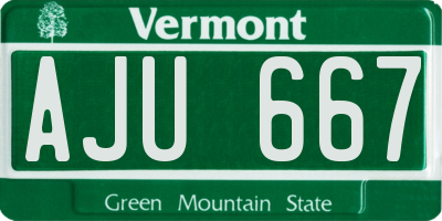 VT license plate AJU667