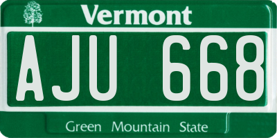 VT license plate AJU668