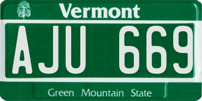 VT license plate AJU669
