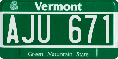 VT license plate AJU671