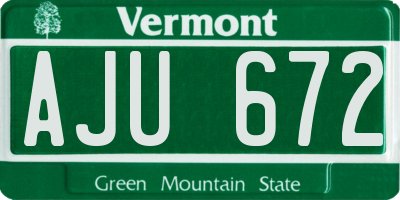 VT license plate AJU672