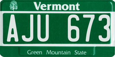 VT license plate AJU673