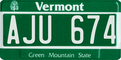 VT license plate AJU674
