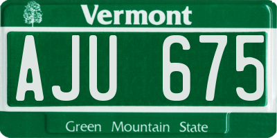 VT license plate AJU675
