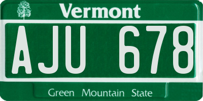 VT license plate AJU678