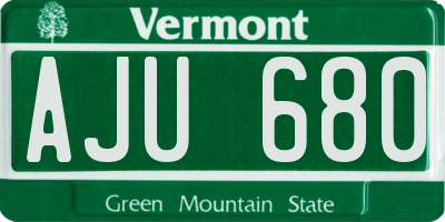 VT license plate AJU680