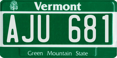 VT license plate AJU681
