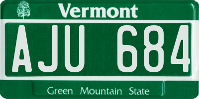 VT license plate AJU684