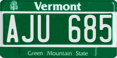 VT license plate AJU685