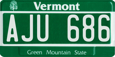VT license plate AJU686