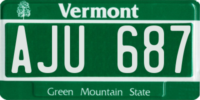 VT license plate AJU687