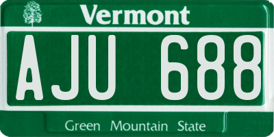 VT license plate AJU688