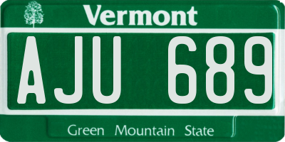 VT license plate AJU689