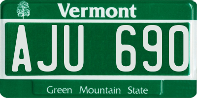 VT license plate AJU690