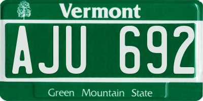 VT license plate AJU692